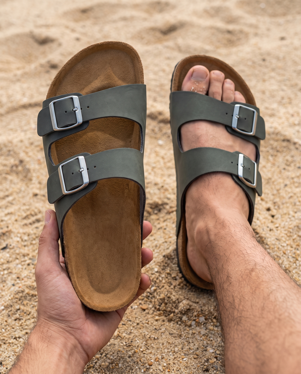 Lacta Men's Sandals Grey shown in real-life lifestyle setting