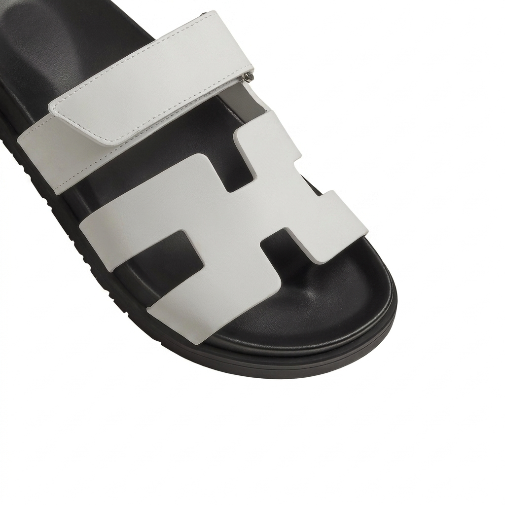 Lacta Chypre Slide Sandals White, strap close-up