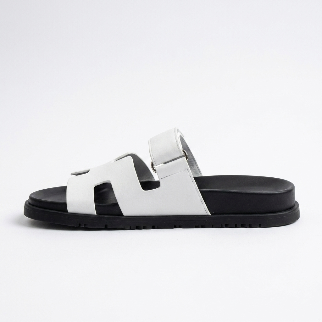 Lacta Chypre Slide Sandals White, side profile