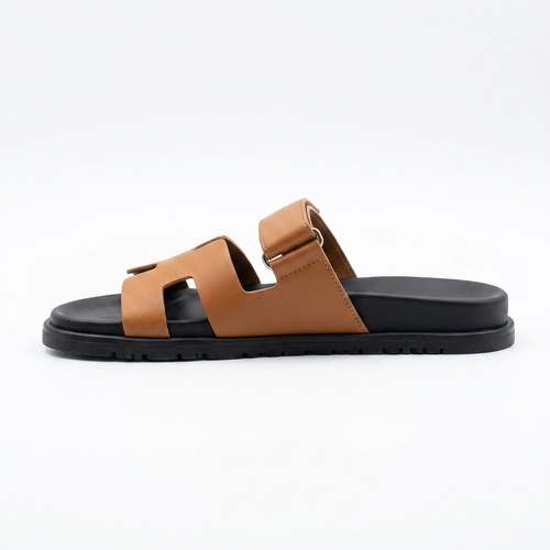 Lacta Chypre Slide Sandals Cognac, side profile
