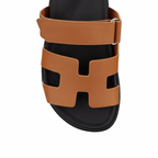 Lacta Chypre Slide Sandals Cognac, strap close-up