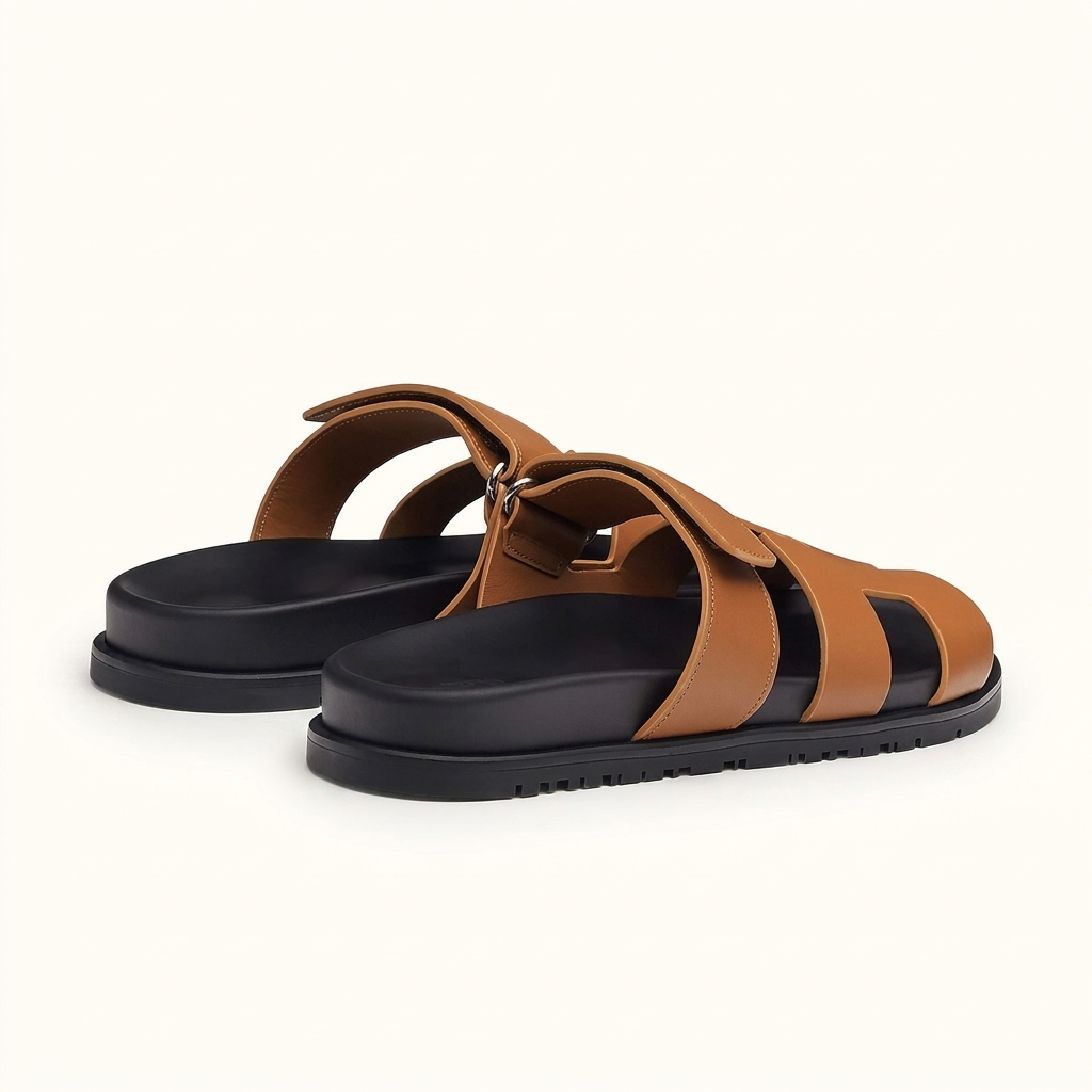 Lacta Chypre Slide Sandals Cognac, three-quarter back
