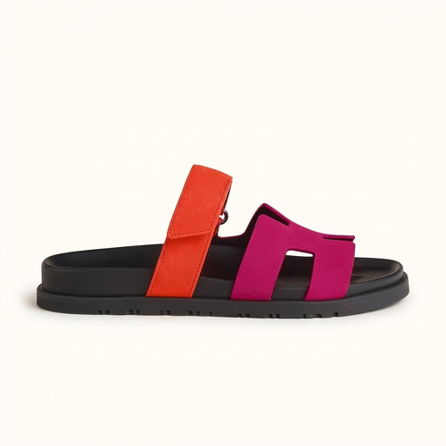 Lacta Chypre Slide Sandals Orange Fuchsia, side profile