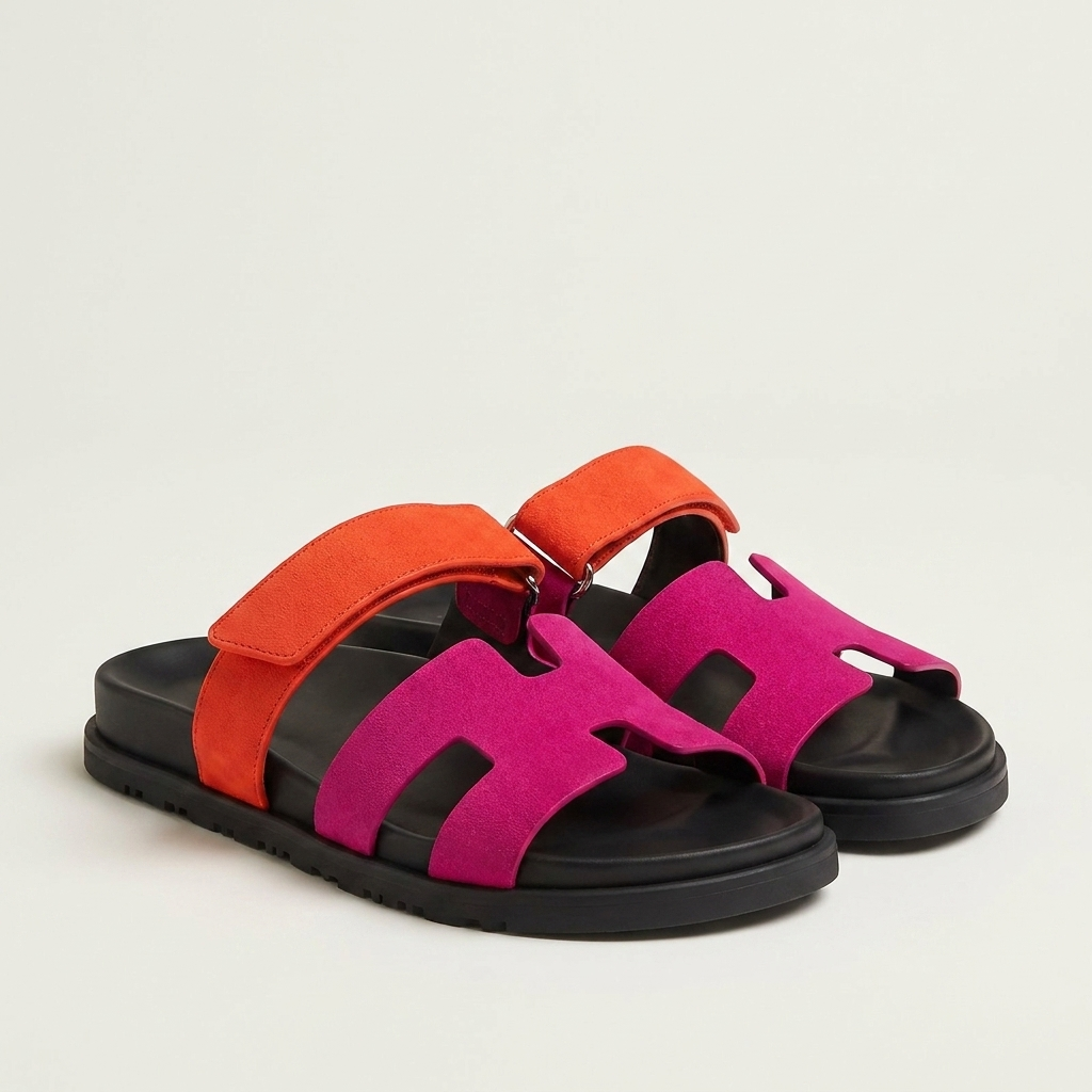 Lacta Chypre Slide Sandals Orange Fuchsia, three-quarter back