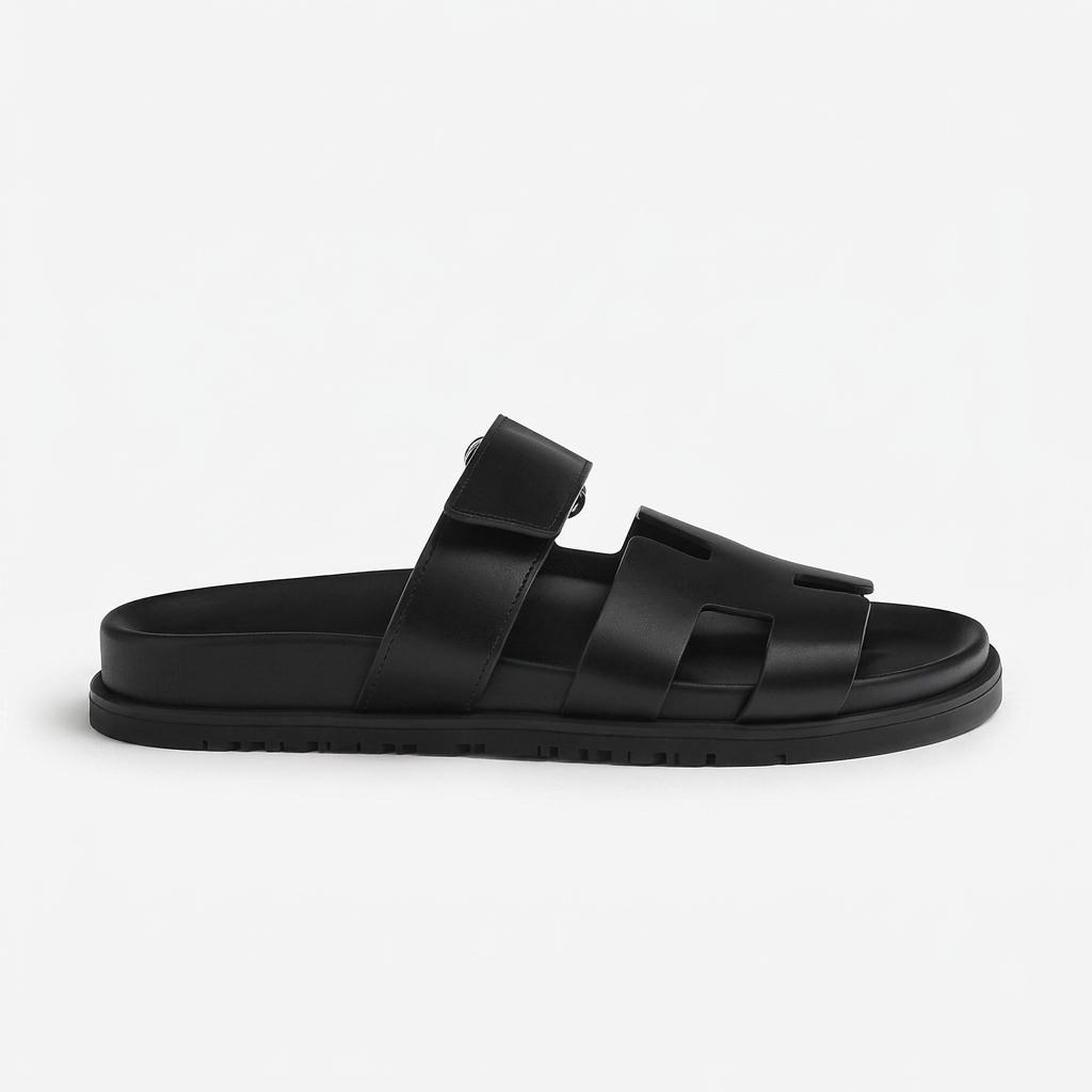 Lacta Chypre Slide Sandals Black, side profile, second angle