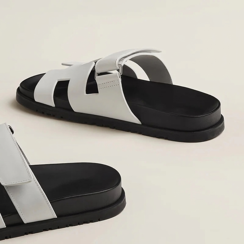 Lacta Chypre Slide Sandals White, three-quarter back