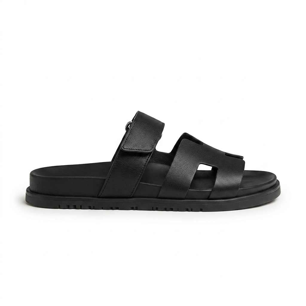 Lacta Chypre Slide Sandals Black, side profile