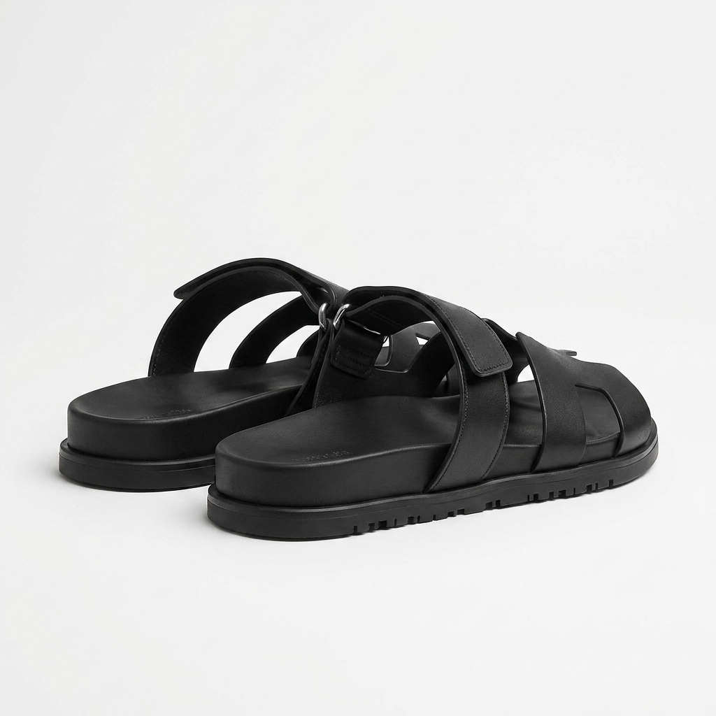 Lacta Chypre Slide Sandals Black, three-quarter back